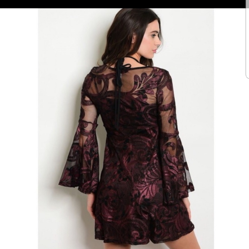 Black and wine mini dress (t9) - Picture 1 of 3